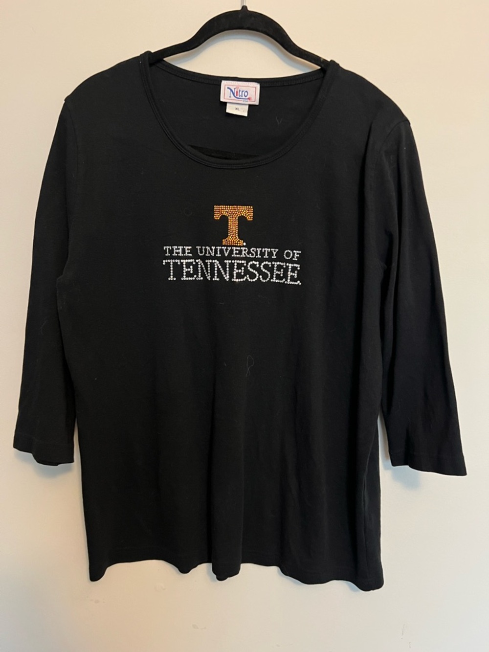 ⭐️ Nitro Black University of Tennessee Women's Tee Rhinestones Size‎ XL